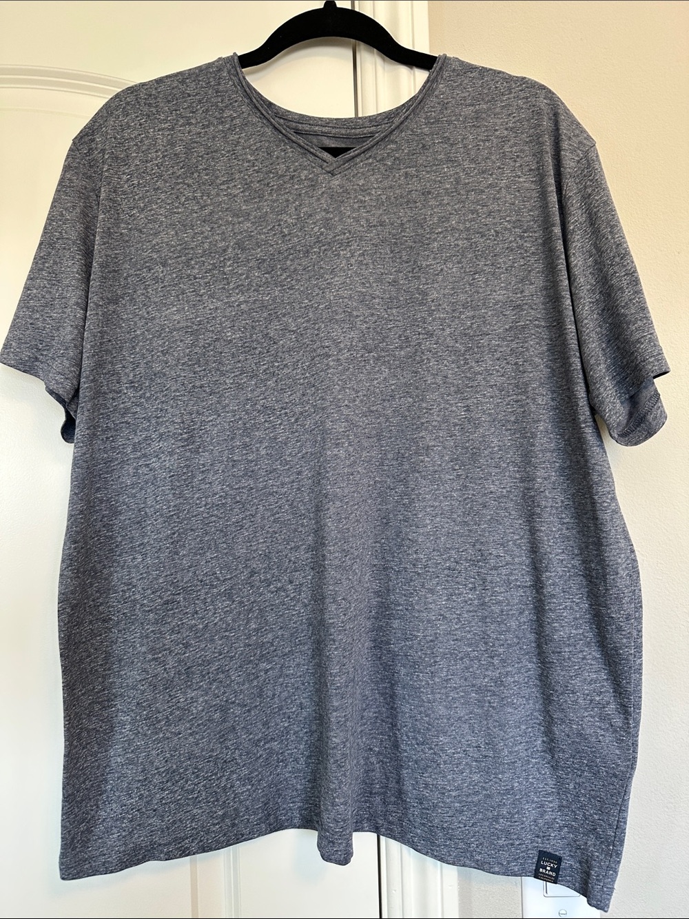 Men's Heather Gray Short Sleeve V-Neck Shirt. Everyday Essential.